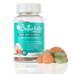 Hair, Skin & Nails [Sugar Free Natural Coconut & Strawberry Flavored Gummy Vitamins] (60 Count)