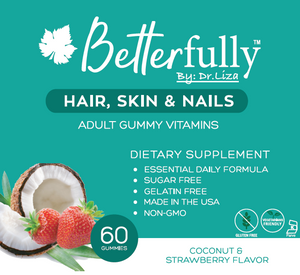 Hair, Skin & Nails [Sugar Free Natural Coconut & Strawberry Flavored Gummy Vitamins] (60 Count)