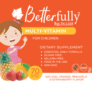 Multivitamin Gummy for Children, [Sugar Free Orange, Pineapple & Strawberry Flavored]  (70 Count)