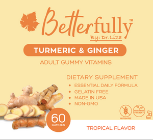 Turmeric Curcumin & Ginger [Tropical Flavored Gummy Vitamins for Immune/Joint Support] (60 Count)